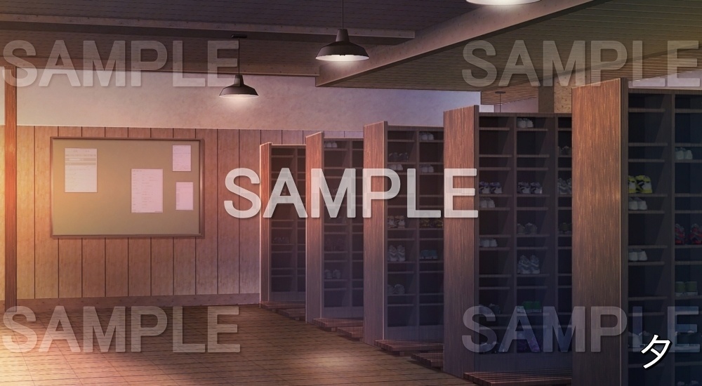 【背景素材】下駄箱 (旧校舎・ホラー編-kadoku_012)