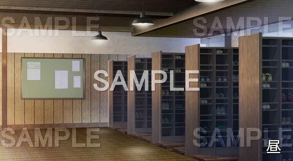 【背景素材】下駄箱 (旧校舎・ホラー編-kadoku_012)