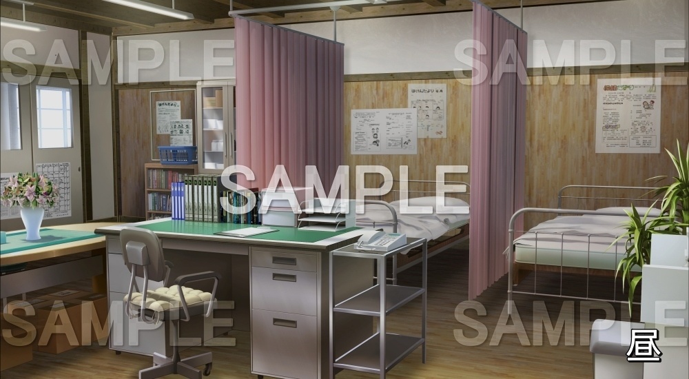 【背景素材】保健室 (旧校舎・ホラー編-kadoku_015)