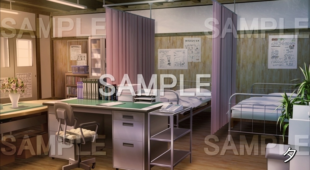 【背景素材】保健室 (旧校舎・ホラー編-kadoku_015)