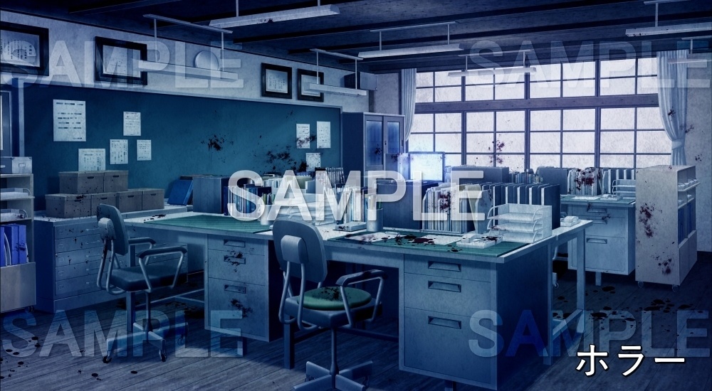 【背景素材】職員室 (旧校舎・ホラー編-kadoku_016)