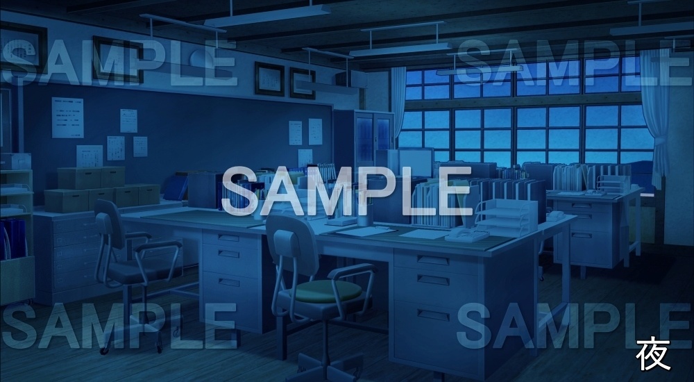 【背景素材】職員室 (旧校舎・ホラー編-kadoku_016)