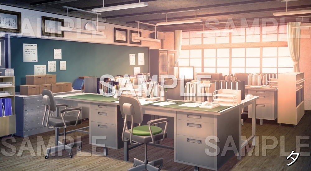 【背景素材】職員室 (旧校舎・ホラー編-kadoku_016)