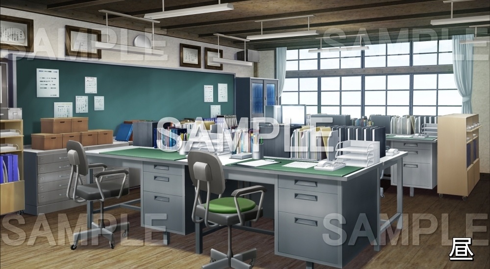 【背景素材】職員室 (旧校舎・ホラー編-kadoku_016)