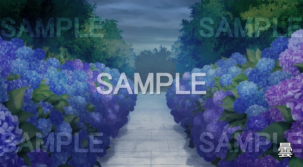 【背景素材】紫陽花の道(自然&夏編06-summer_aji)