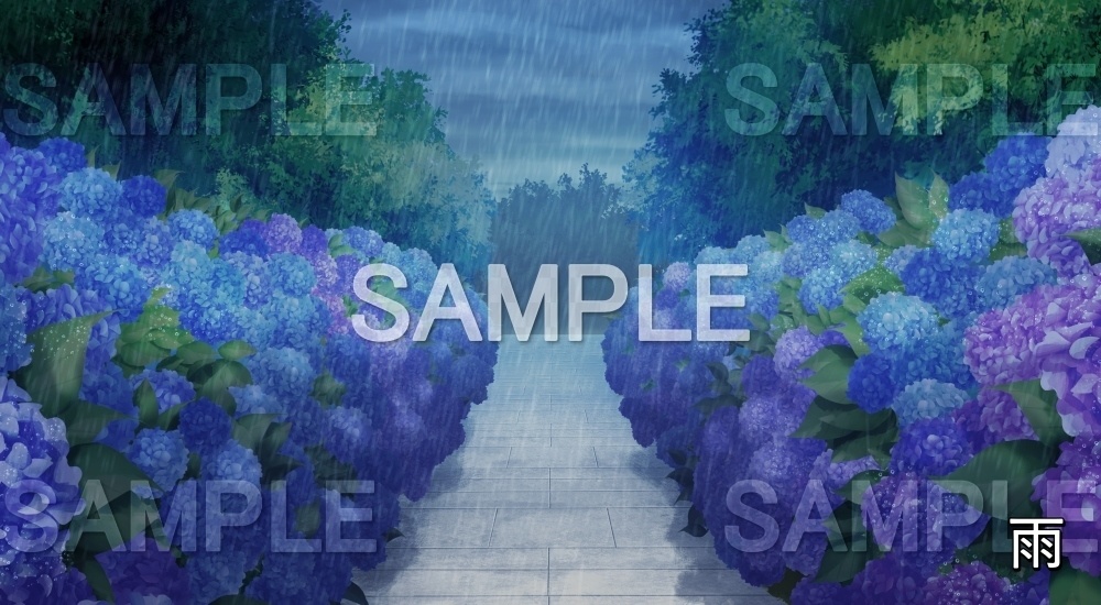 【背景素材】紫陽花の道(自然&夏編06-summer_aji)