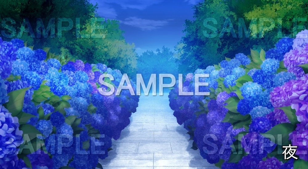 【背景素材】紫陽花の道(自然&夏編06-summer_aji)