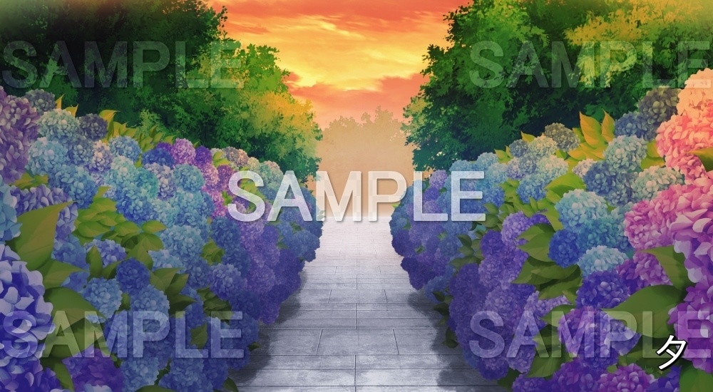 【背景素材】紫陽花の道(自然&夏編06-summer_aji)