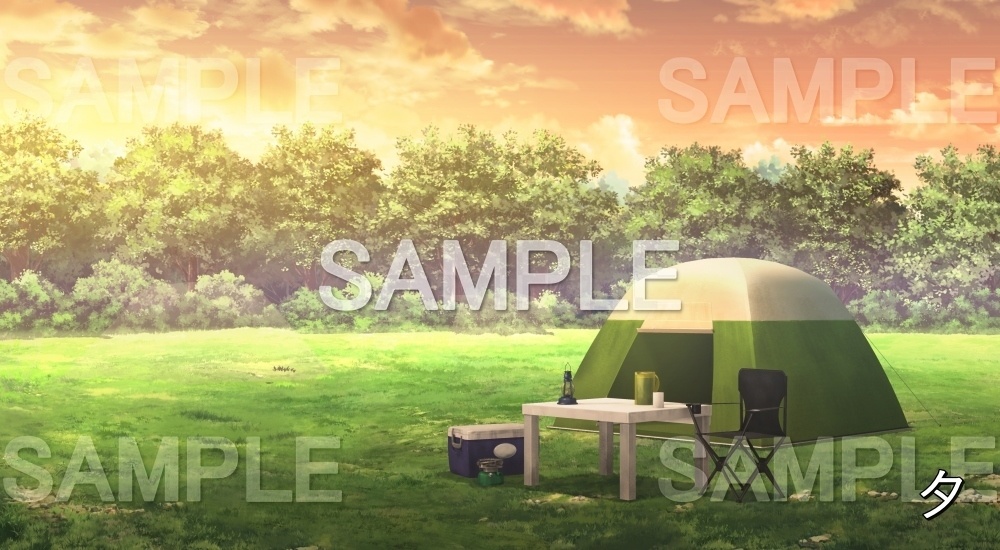 【背景素材】ソロキャンプ(自然&夏編06-summer_campsolo)