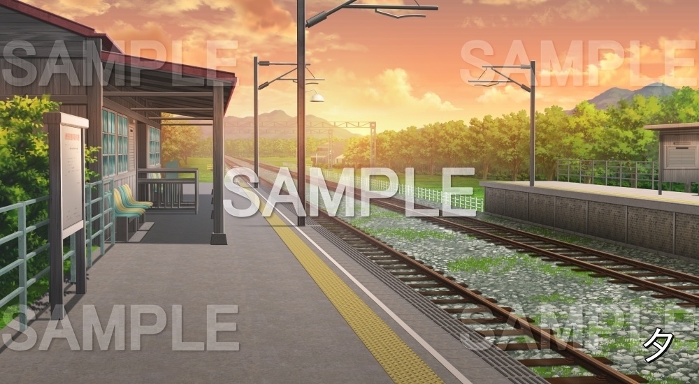 【背景素材】無人の駅①(自然&夏編06-summer_eki01)