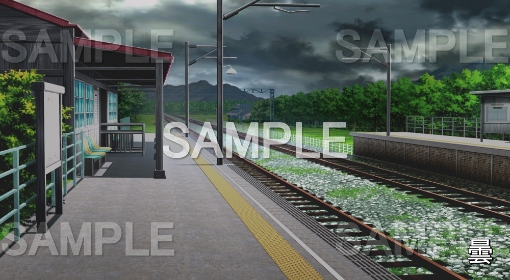 【背景素材】無人の駅①(自然&夏編06-summer_eki01)