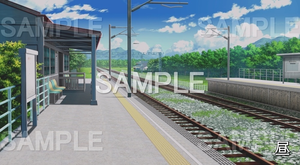 【背景素材】無人の駅①(自然&夏編06-summer_eki01)