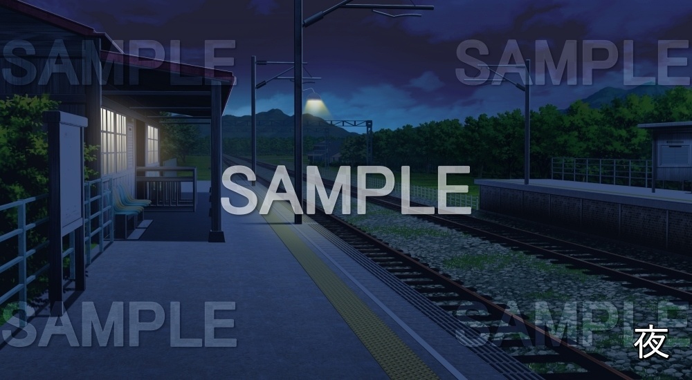 【背景素材】無人の駅①(自然&夏編06-summer_eki01)