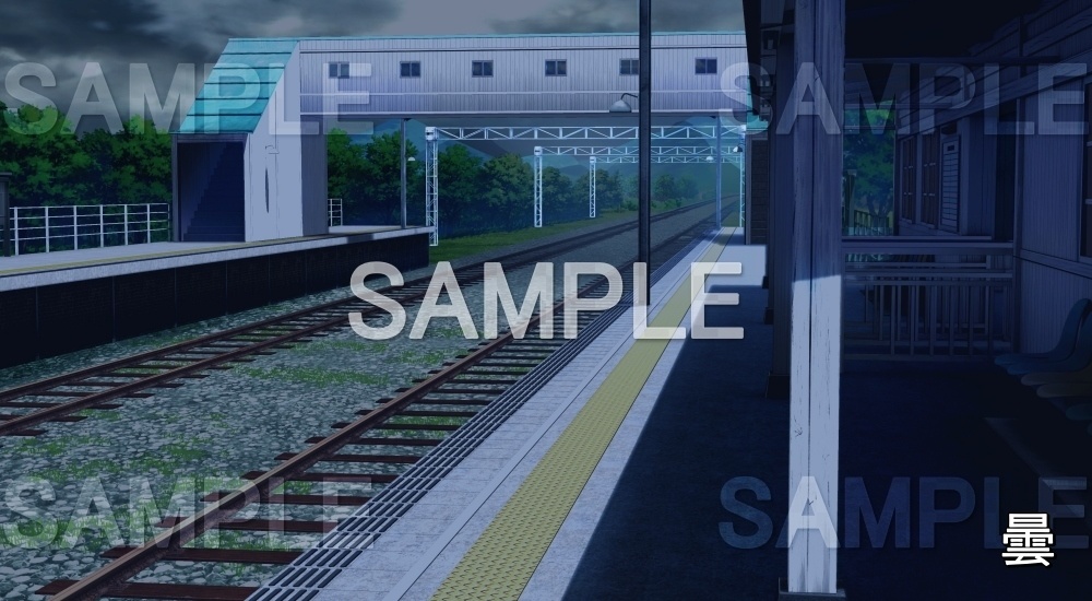 【背景素材】無人の駅②(自然&夏編06-summer_eki02)
