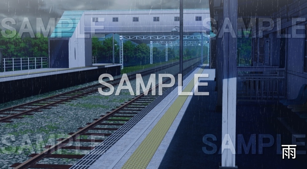 【背景素材】無人の駅②(自然&夏編06-summer_eki02)