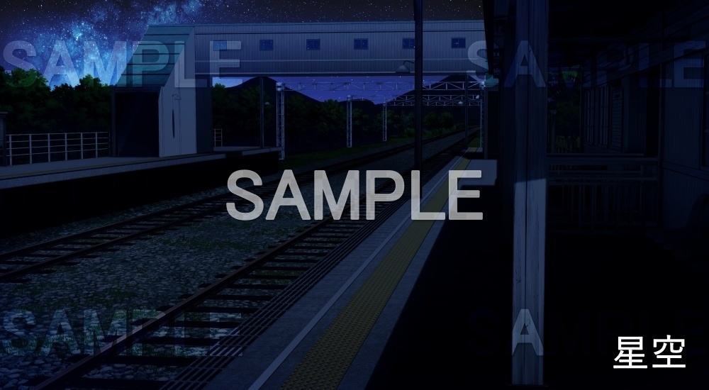 【背景素材】無人の駅②(自然&夏編06-summer_eki02)