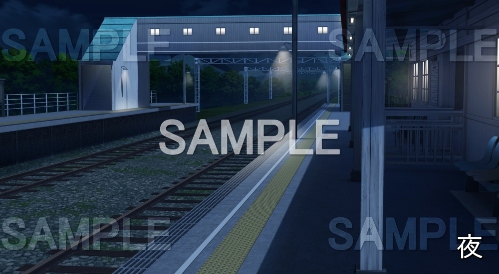 【背景素材】無人の駅②(自然&夏編06-summer_eki02)