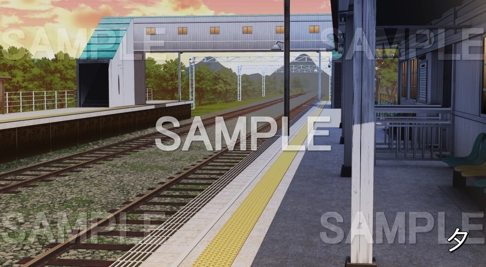 【背景素材】無人の駅②(自然&夏編06-summer_eki02)
