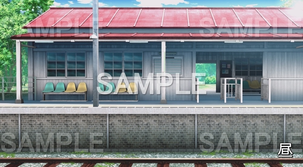 【背景素材】無人の駅③(自然&夏編06-summer_eki03)