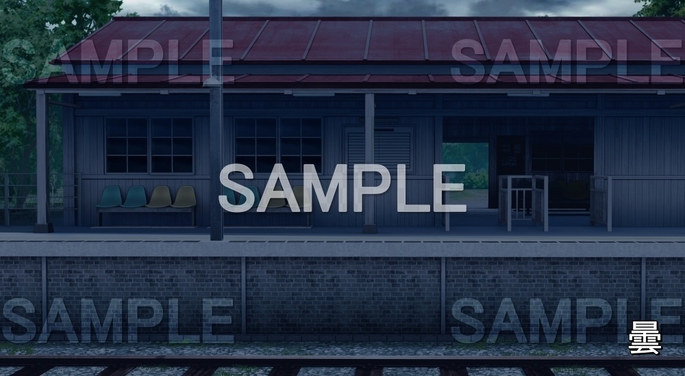 【背景素材】無人の駅③(自然&夏編06-summer_eki03)