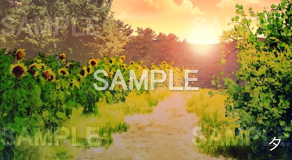 【背景素材】向日葵の道(自然&夏編06-summer_road)