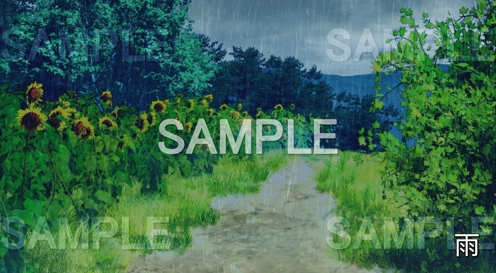 【背景素材】向日葵の道(自然&夏編06-summer_road)