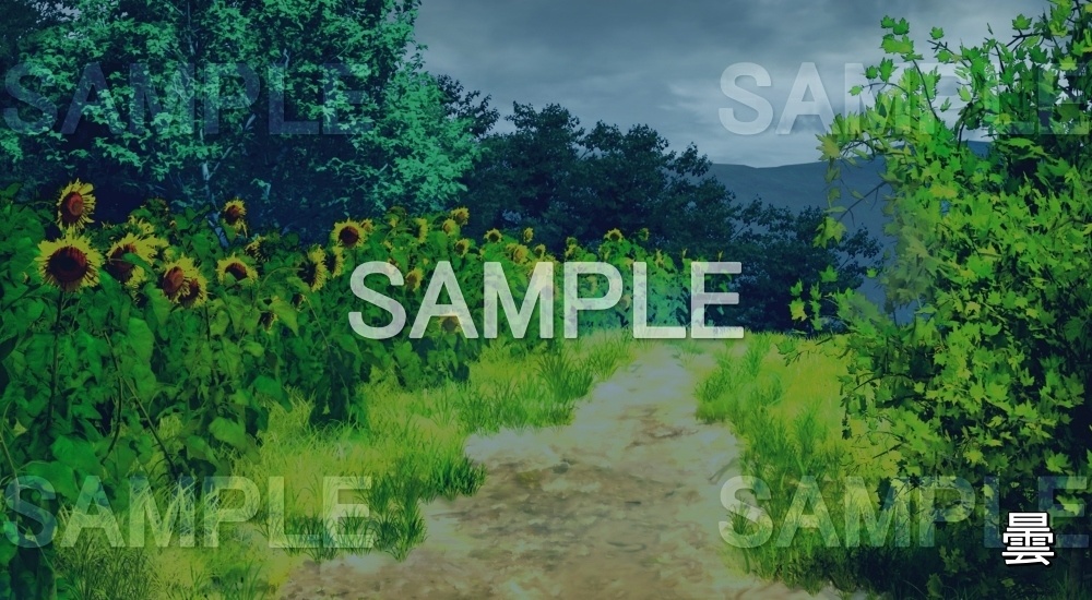 【背景素材】向日葵の道(自然&夏編06-summer_road)