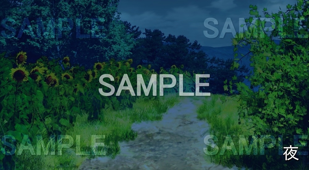 【背景素材】向日葵の道(自然&夏編06-summer_road)