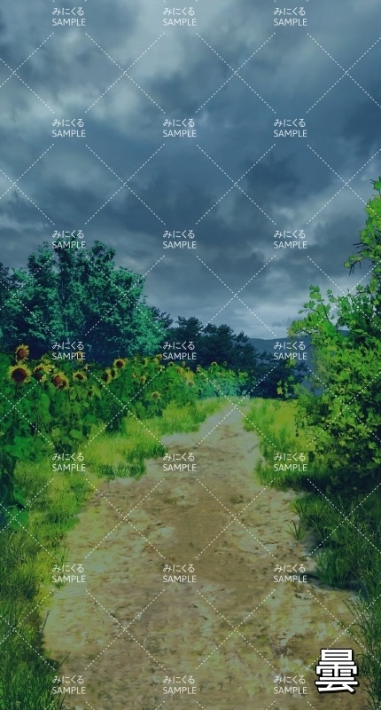 【縦 背景素材】向日葵の道_縦(自然&夏編06-summer_road_tate)