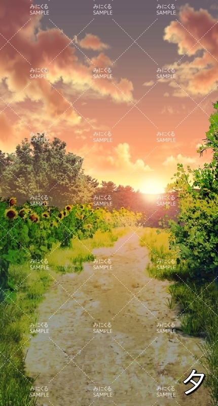 【縦 背景素材】向日葵の道_縦(自然&夏編06-summer_road_tate)