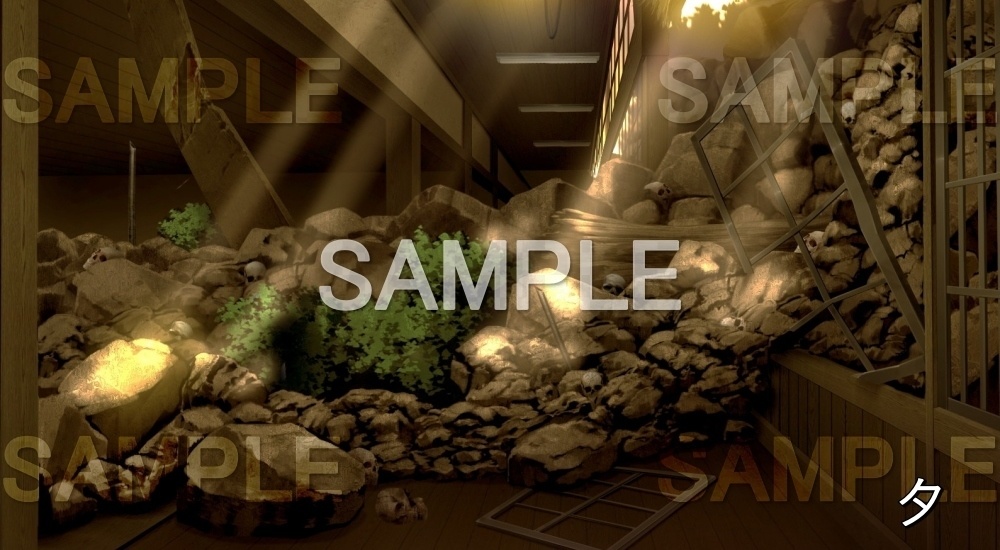 【背景素材】土砂/瓦礫① (旧校舎・ホラー編-snowuta_030)