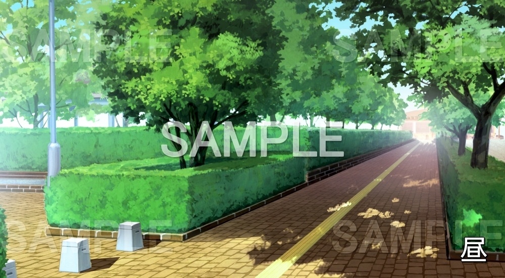 【背景素材】のどかな歩道 (日常編11-sdniti014)