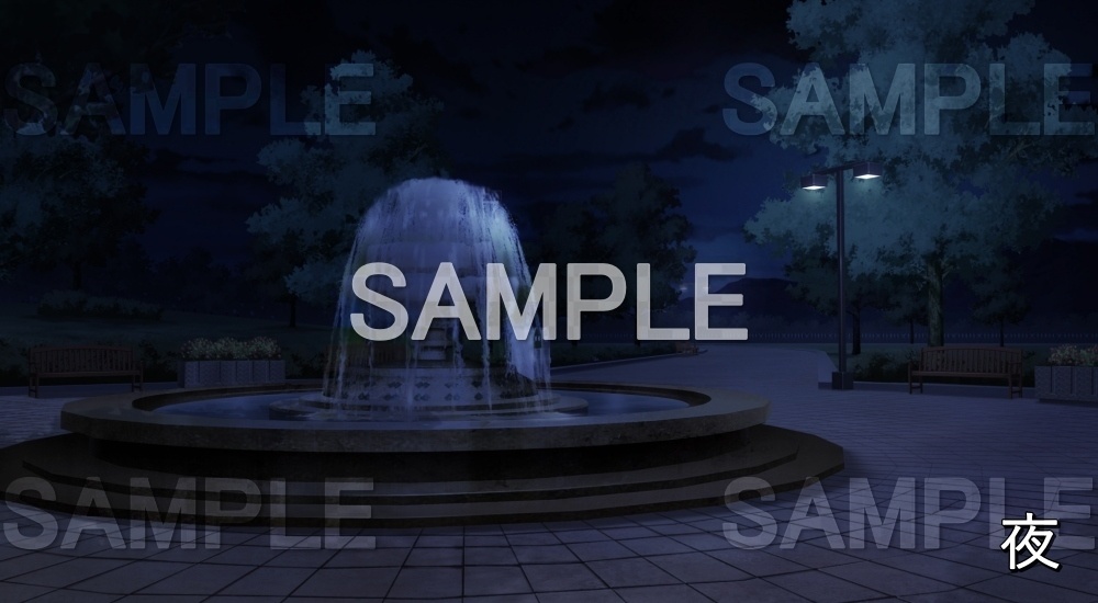 【背景素材】噴水広場 (日常編11-sdniti025)