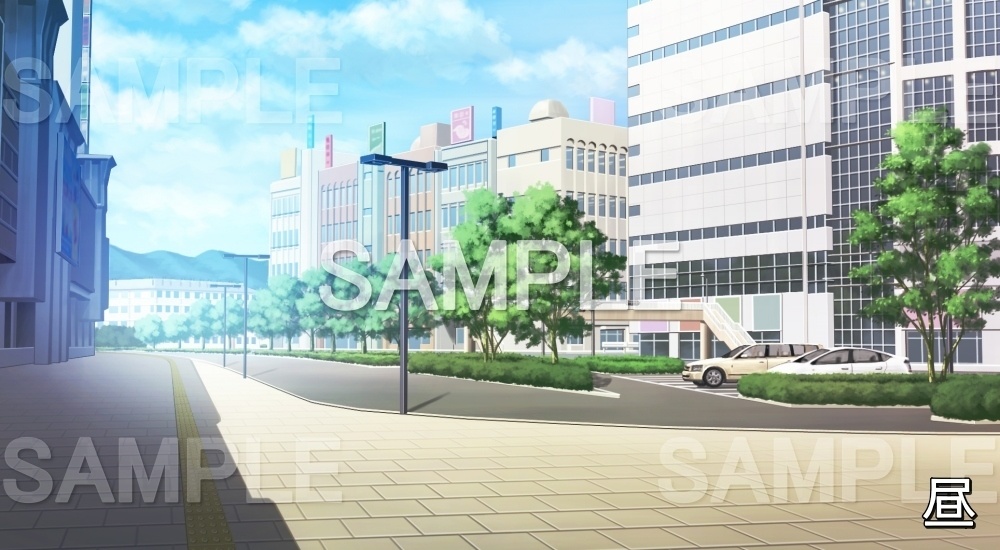 【背景素材】繁華街の駐車場 (日常編11-sdniti015)
