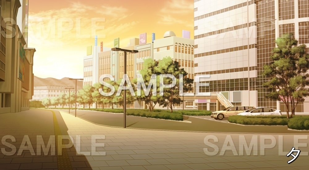 【背景素材】繁華街の駐車場 (日常編11-sdniti015)