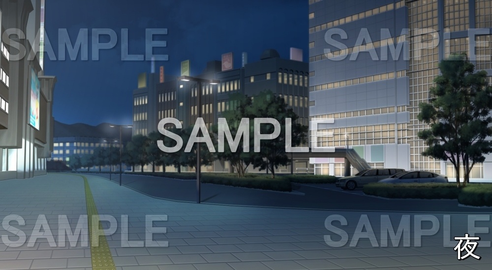 【背景素材】繁華街の駐車場 (日常編11-sdniti015)
