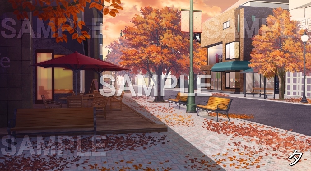 【背景素材】紅葉の街 (自然&秋編part07-autumn_BG15)