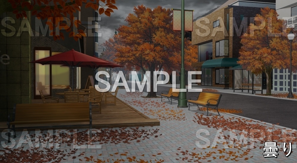 【背景素材】紅葉の街 (自然&秋編part07-autumn_BG15)