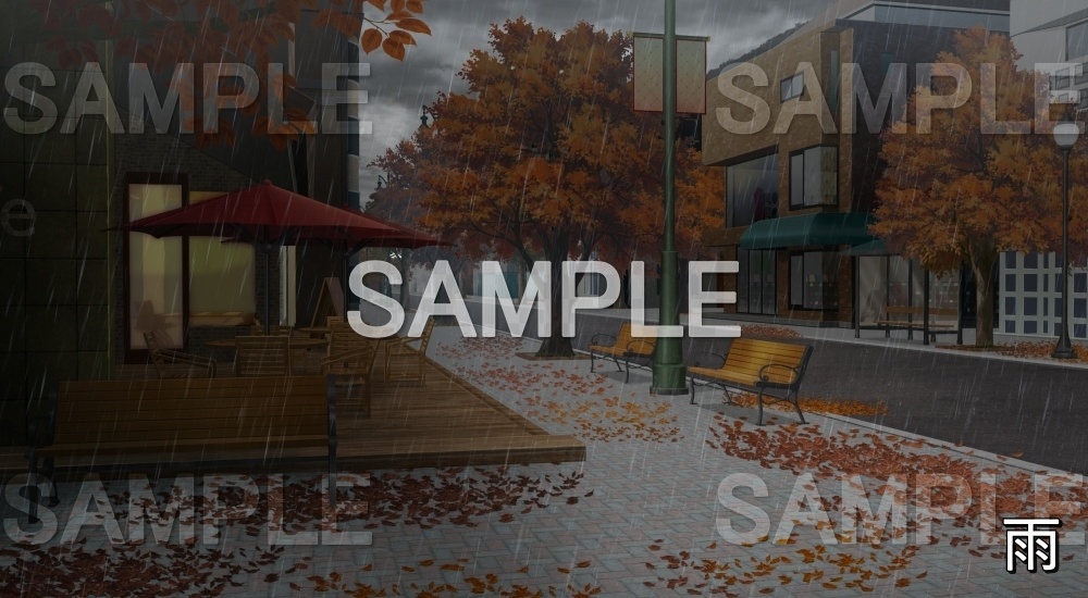 【背景素材】紅葉の街 (自然&秋編part07-autumn_BG15)