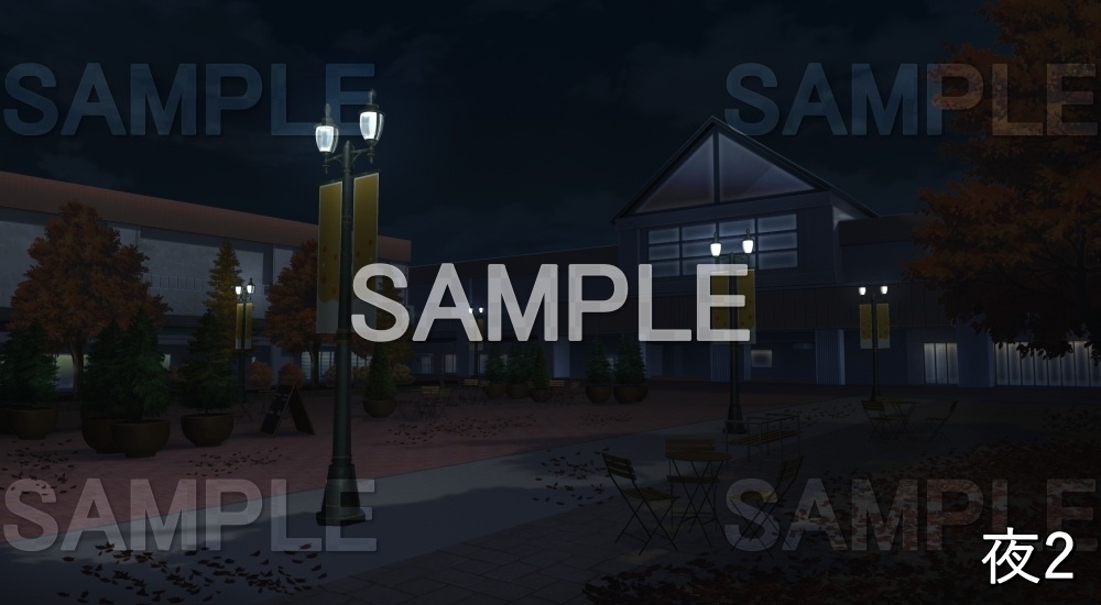 【背景素材】駅前の紅葉の街 (自然&秋編part07-autumn_bg020)