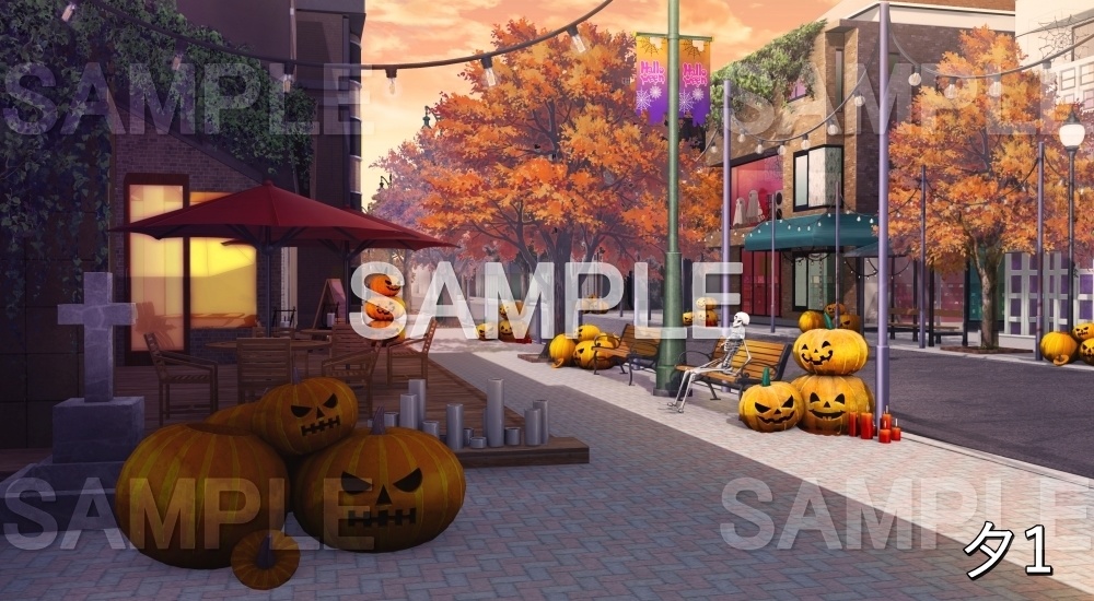 【背景素材】ハロウィン街 (自然&秋編part07-autumnhw_BG15)