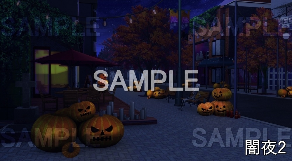 【背景素材】ハロウィン街 (自然&秋編part07-autumnhw_BG15)