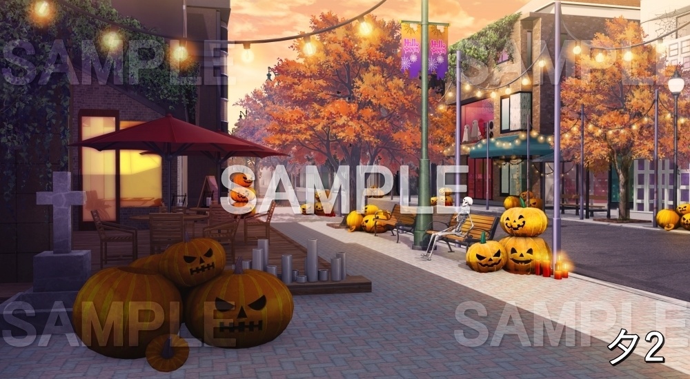 【背景素材】ハロウィン街 (自然&秋編part07-autumnhw_BG15)