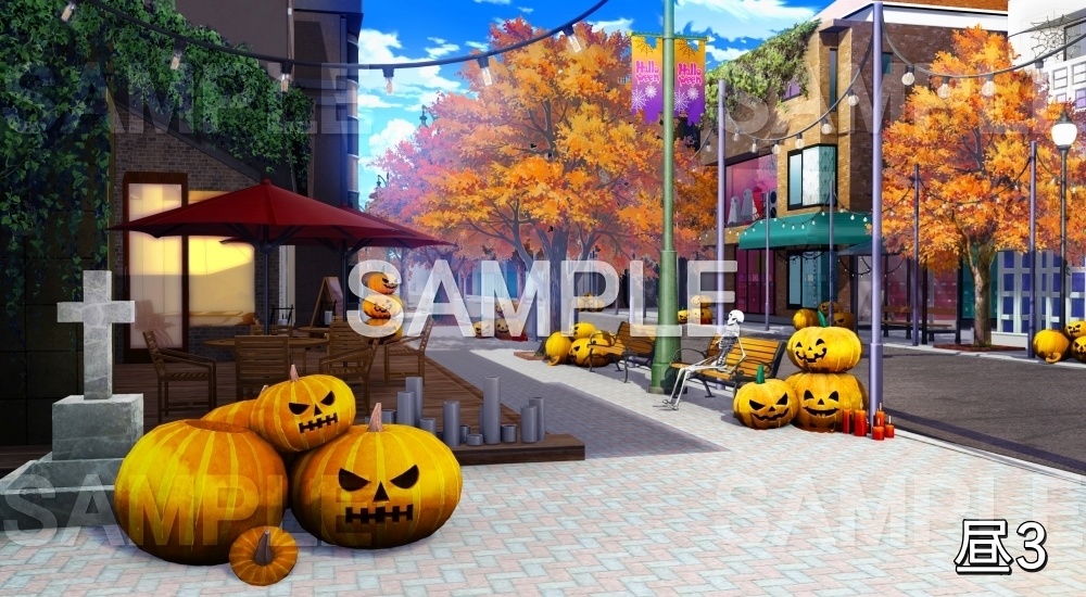 【背景素材】ハロウィン街 (自然&秋編part07-autumnhw_BG15)