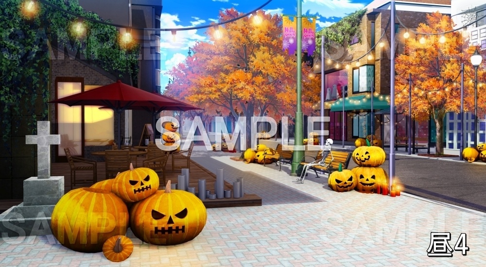 【背景素材】ハロウィン街 (自然&秋編part07-autumnhw_BG15)