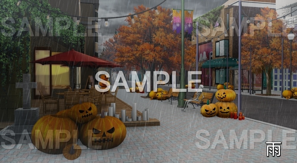 【背景素材】ハロウィン街 (自然&秋編part07-autumnhw_BG15)