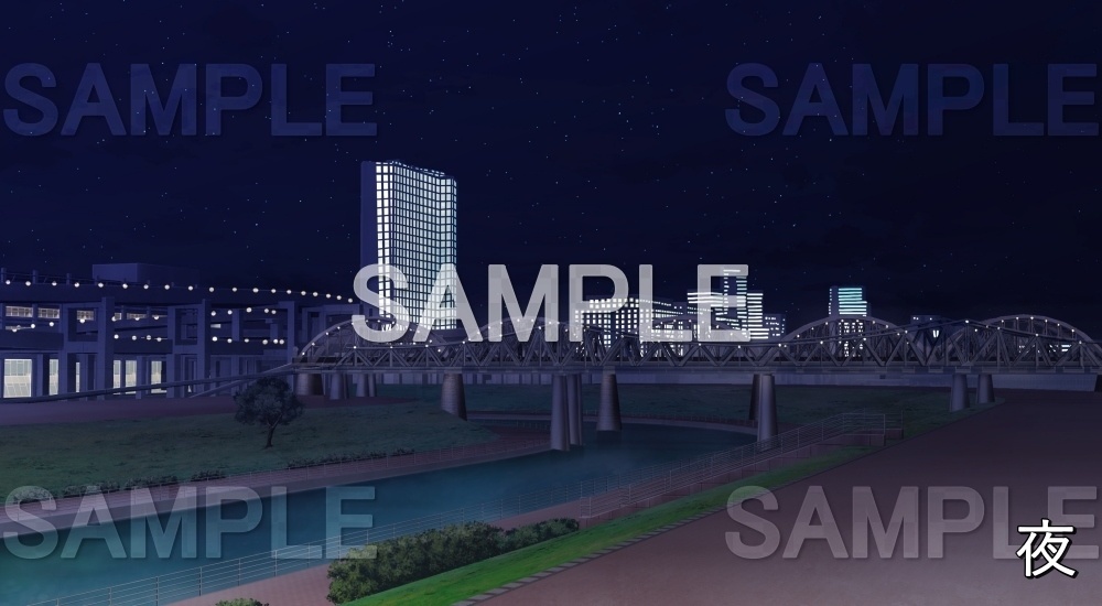 【背景素材】河川敷 (自然編part02-mininature_004)