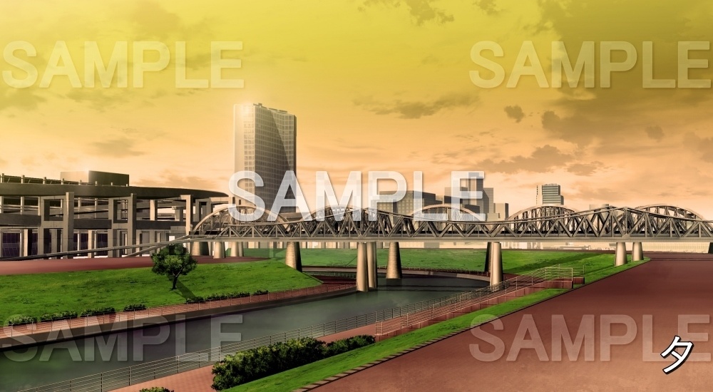 【背景素材】河川敷 (自然編part02-mininature_004)