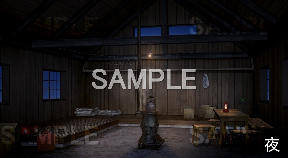 【背景素材】避難小屋の部屋 (自然&冬編part08-winter_hutroom)