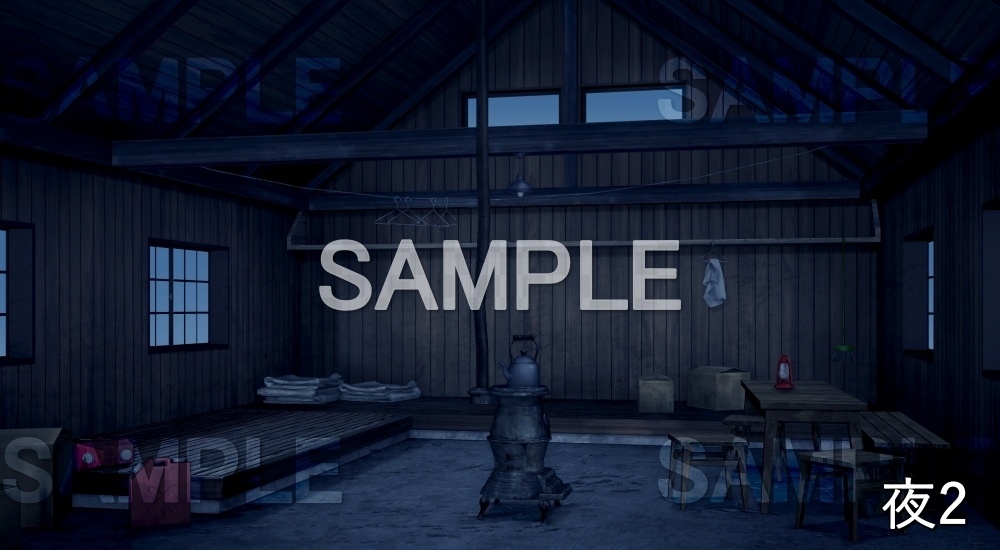 【背景素材】避難小屋の部屋 (自然&冬編part08-winter_hutroom)